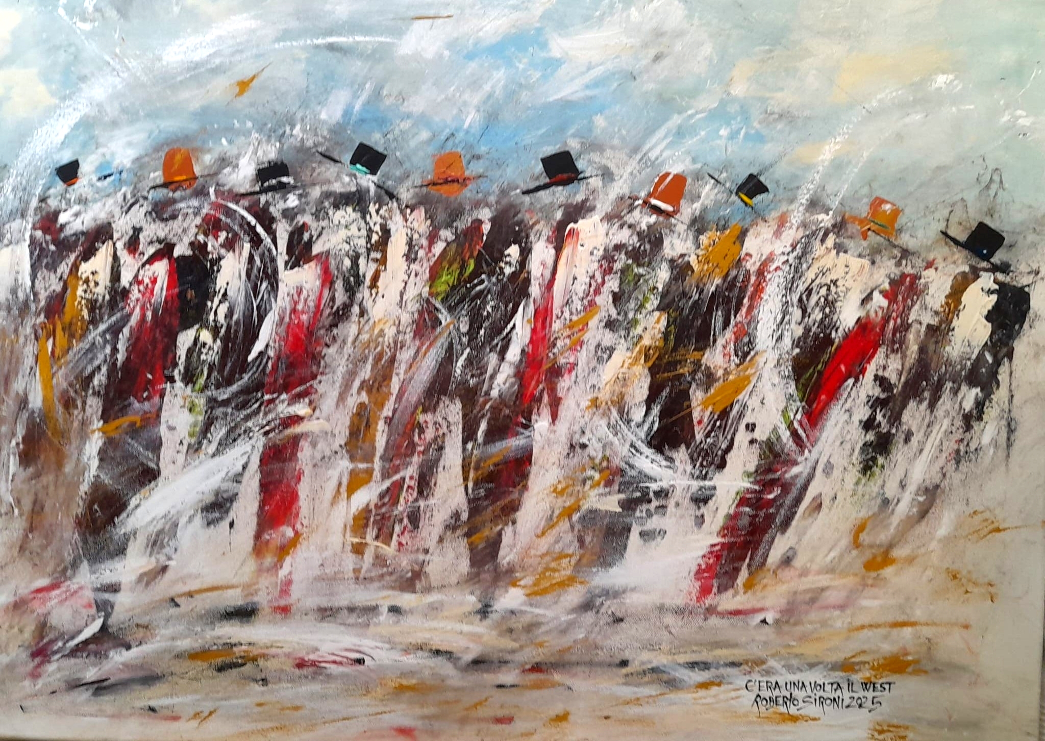 acrilico su tela - 65 x 90 (2025) - Opera ispirata al pezzo musicale di Ennio Morricone “Once upon a time in the west” dal film “C’era una volta il west”