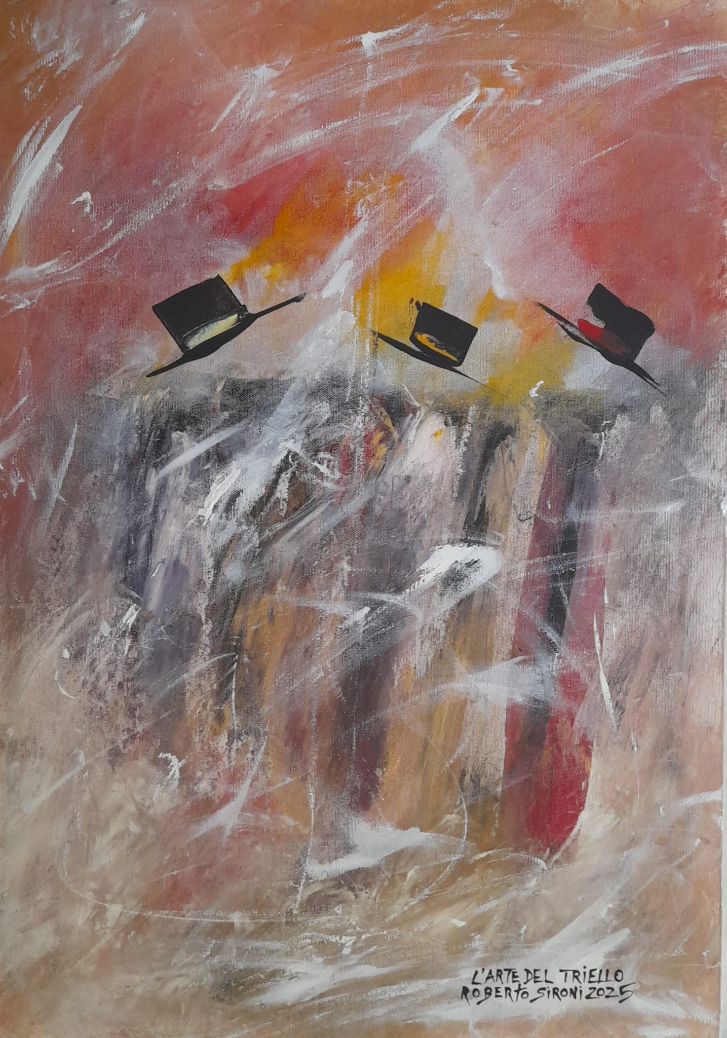 50 x 70 - acrilico su tela - Opera ispirata al pezzo musicale / canzone di Ennio Morricone “The good, the bad, the ugly” dal film “Il buono, il brutto, il cattivo”